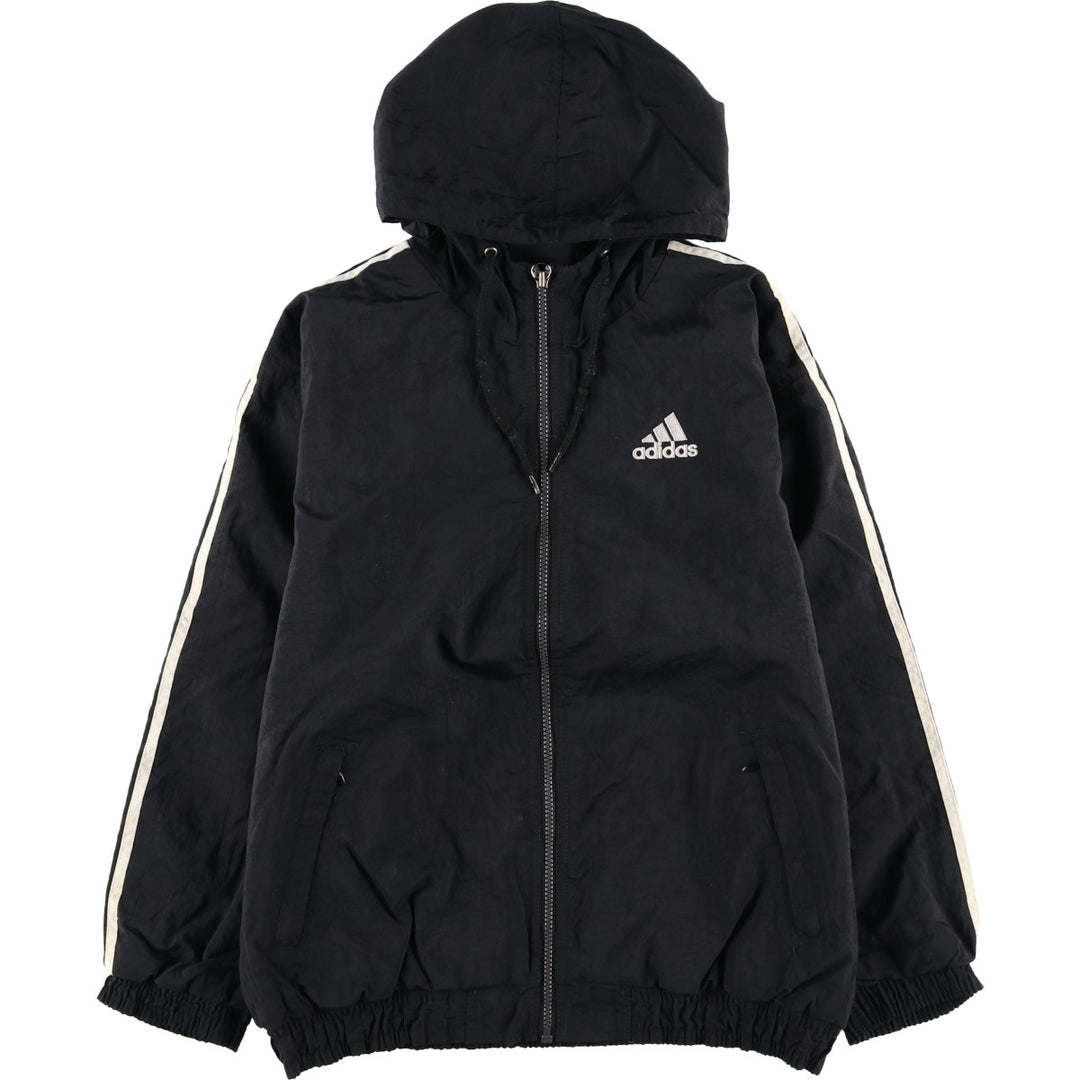 Vintage 90'S adidas Team Back Logo Padded Hoodie Puffer Jacket, Men's Size L Nylon black type Vintage Second Hand