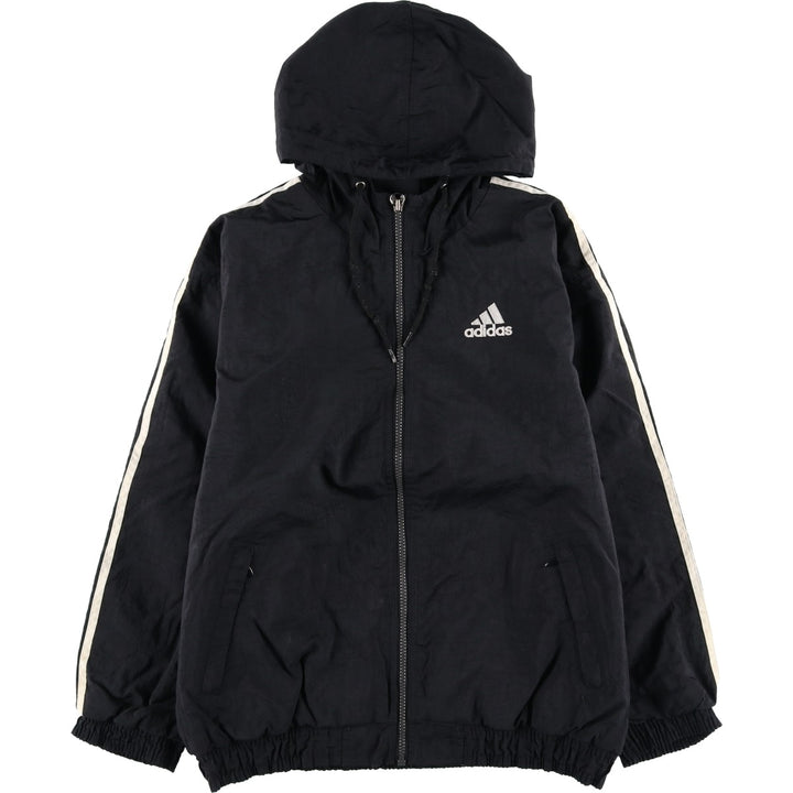 Vintage 90'S adidas Team Back Logo Padded Hoodie Puffer Jacket, Men's Size L Nylon black type Vintage Second Hand