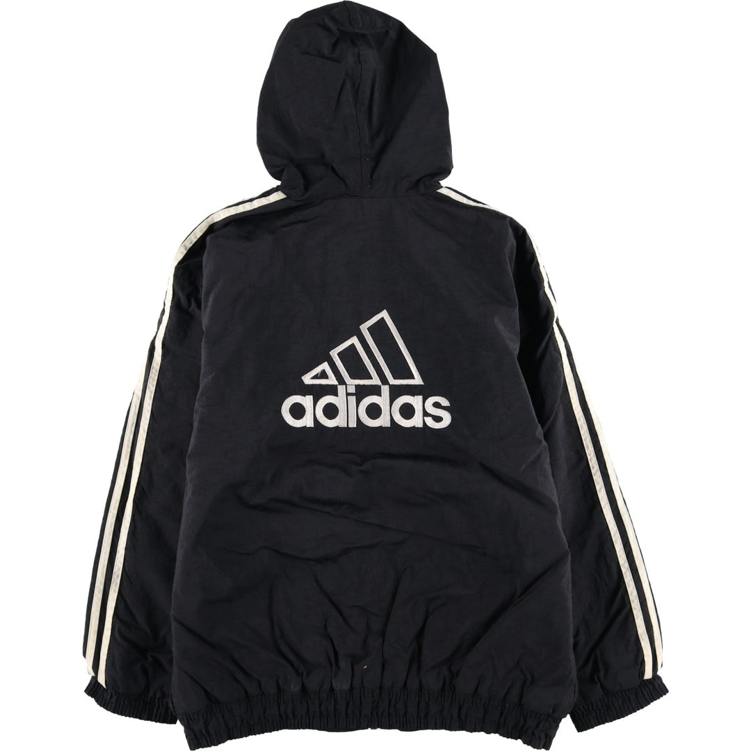 Vintage 90'S adidas Team Back Logo Padded Hoodie Puffer Jacket, Men's Size L Nylon black type Vintage Second Hand