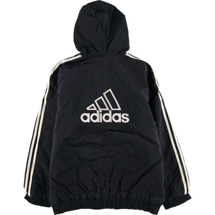 Vintage 90'S adidas Team Back Logo Padded Hoodie Puffer Jacket, Men's Size L Nylon black type Vintage Second Hand