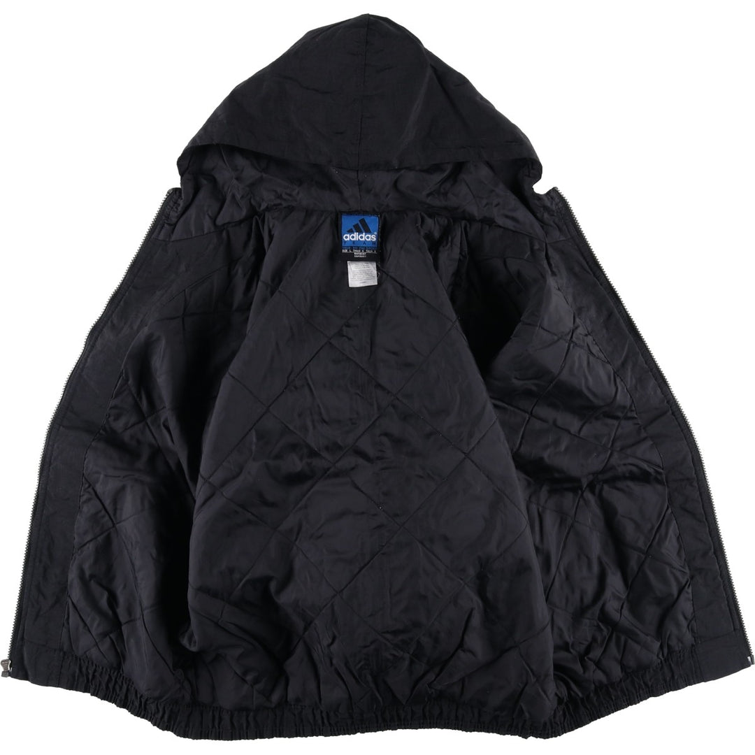 Vintage 90'S adidas Team Back Logo Padded Hoodie Puffer Jacket, Men's Size L Nylon black type Vintage Second Hand