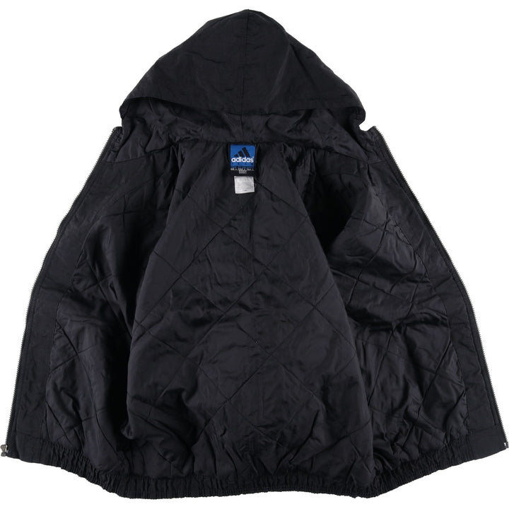 Vintage 90'S adidas Team Back Logo Padded Hoodie Puffer Jacket, Men's Size L Nylon black type Vintage Second Hand
