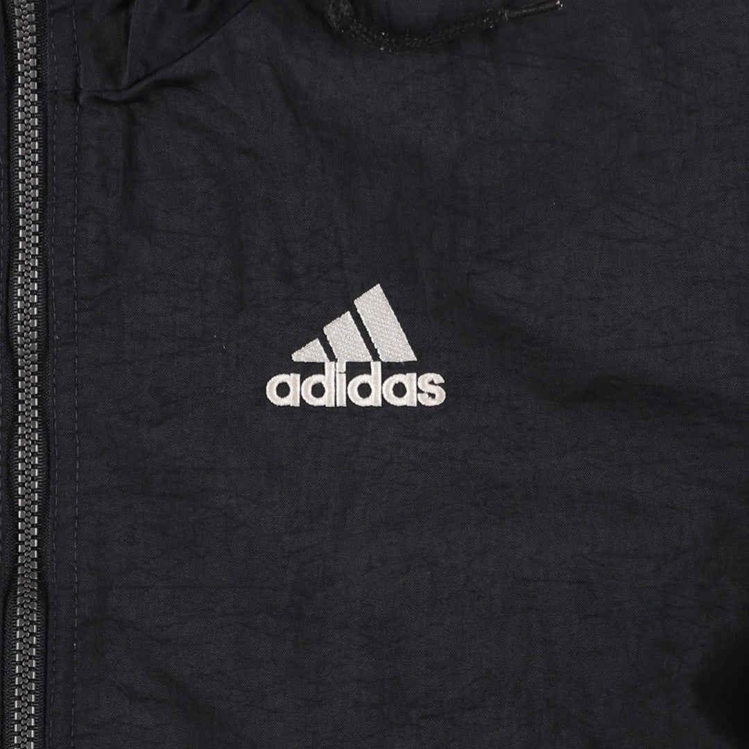 Vintage 90'S adidas Team Back Logo Padded Hoodie Puffer Jacket, Men's Size L Nylon black type Vintage Second Hand