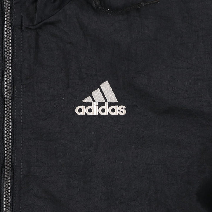 Vintage 90'S adidas Team Back Logo Padded Hoodie Puffer Jacket, Men's Size L Nylon black type Vintage Second Hand