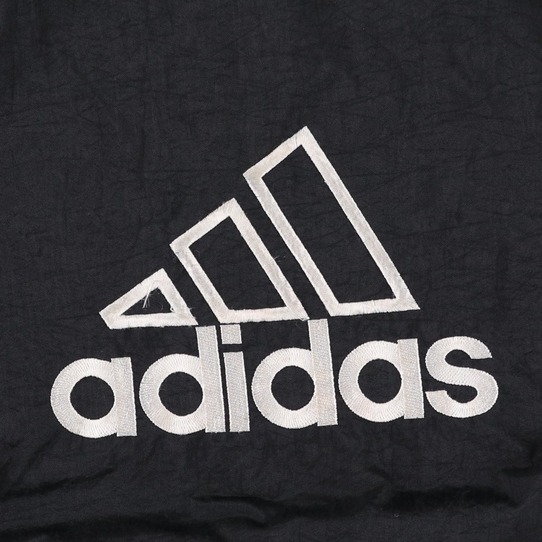 Vintage 90'S adidas Team Back Logo Padded Hoodie Puffer Jacket, Men's Size L Nylon black type Vintage Second Hand