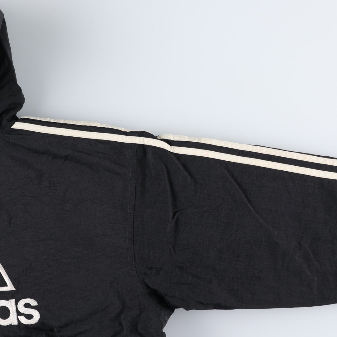 Vintage 90'S adidas Team Back Logo Padded Hoodie Puffer Jacket, Men's Size L Nylon black type Vintage Second Hand