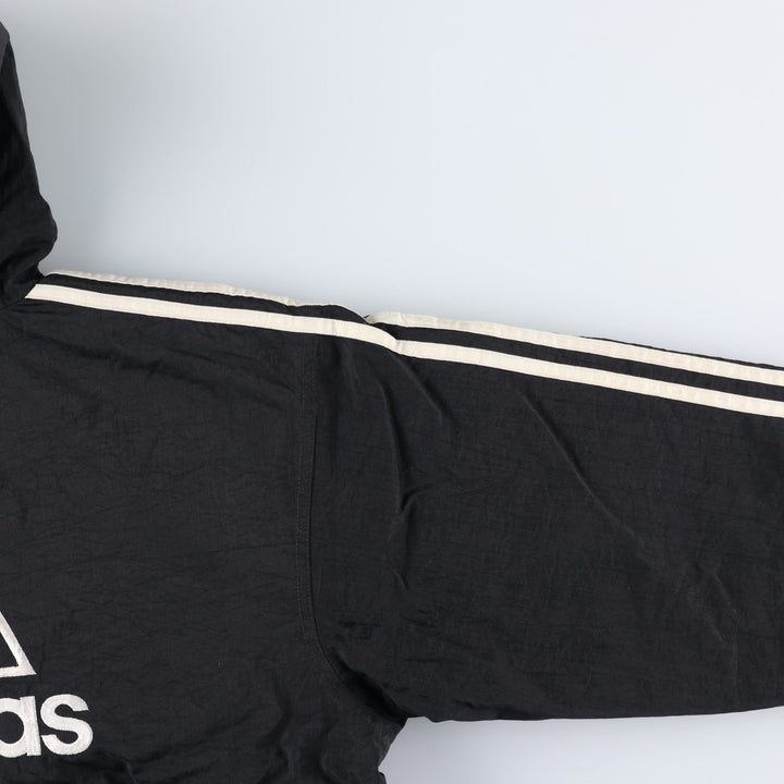 Vintage 90'S adidas Team Back Logo Padded Hoodie Puffer Jacket, Men's Size L Nylon black type Vintage Second Hand