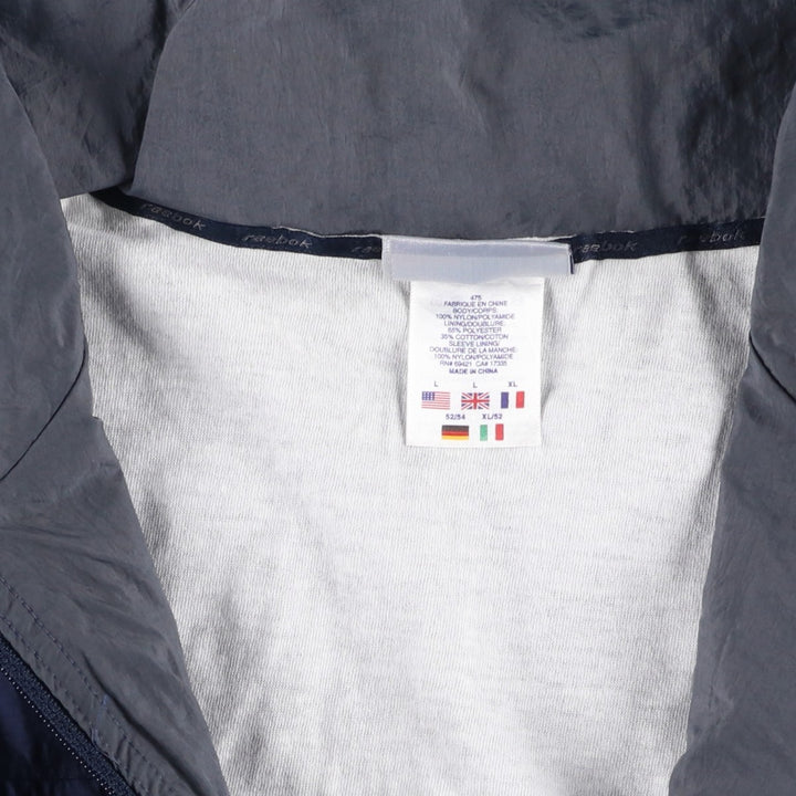 00s~ Reebok nylon jacket, men's size L Nylon navy blue type Vintage Second Hand
