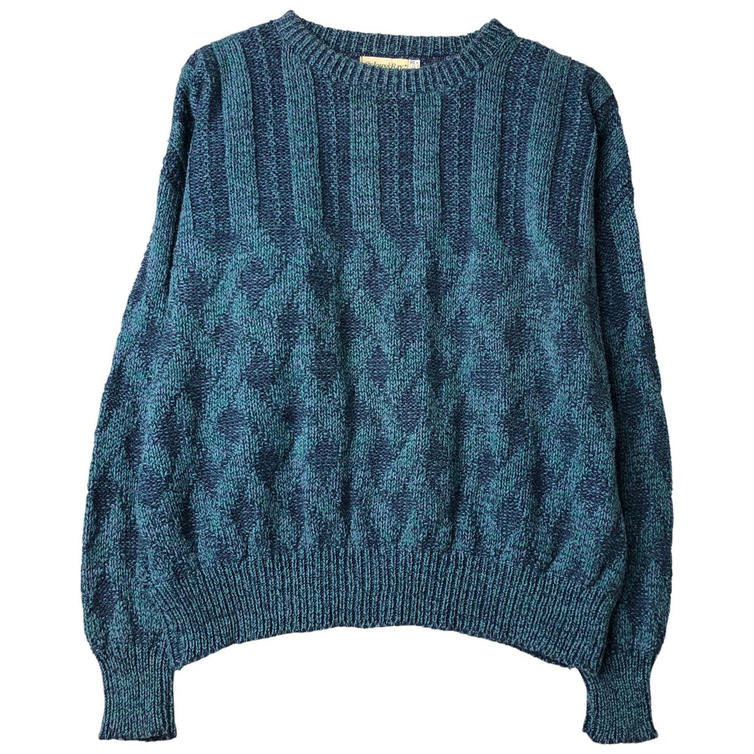 90'S St. John's Bay Vintage Cotton Knit Sweater, Made in USA, Men's XL cotton blue type Vintage Second Hand