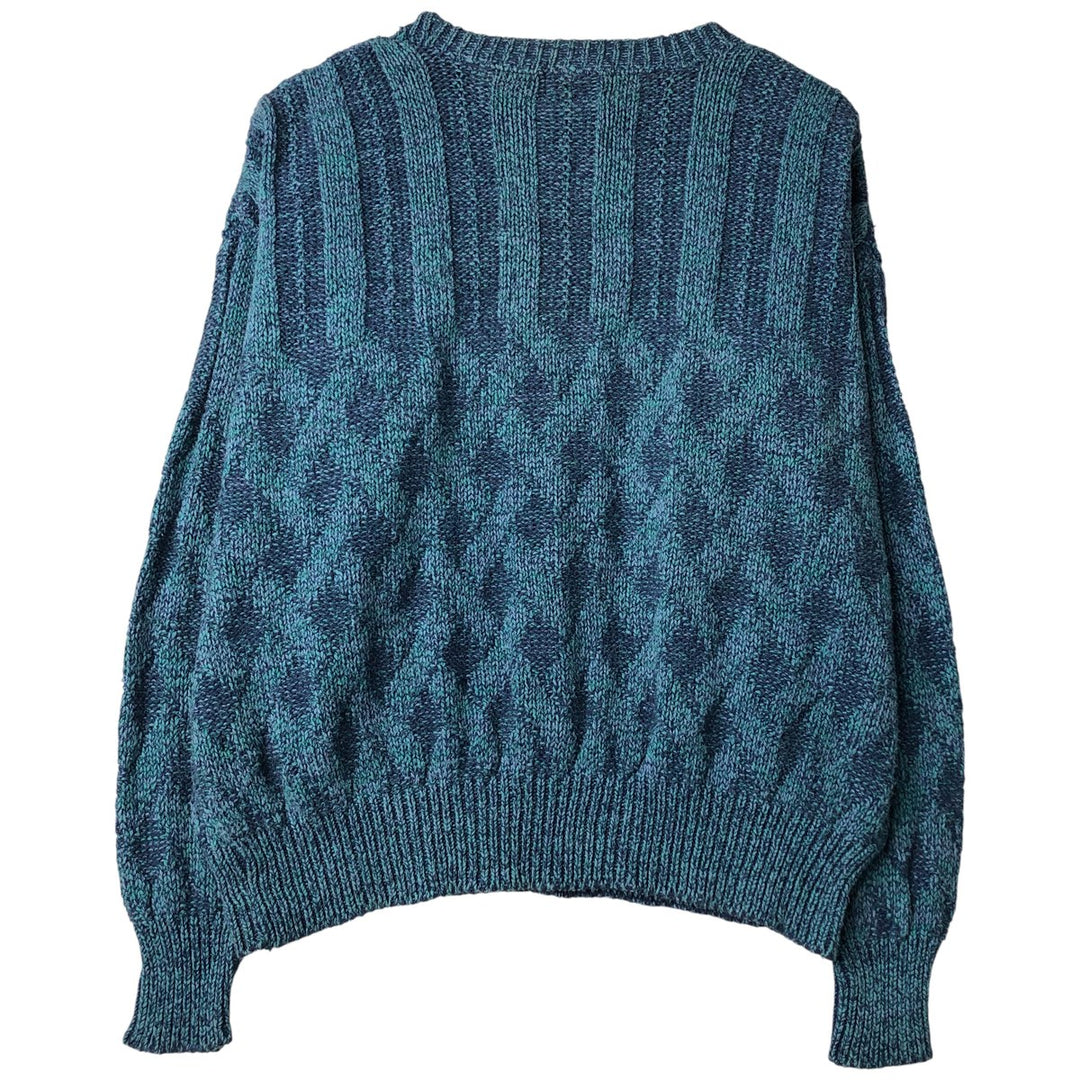 90'S St. John's Bay Vintage Cotton Knit Sweater, Made in USA, Men's XL cotton blue type Vintage Second Hand