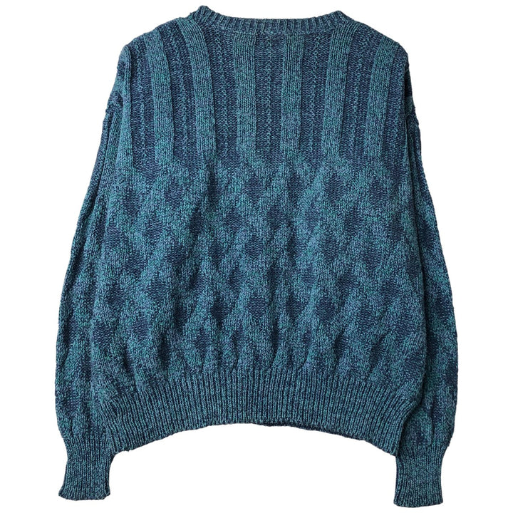 90'S St. John's Bay Vintage Cotton Knit Sweater, Made in USA, Men's XL cotton blue type Vintage Second Hand