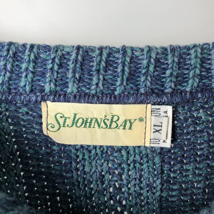 90'S St. John's Bay Vintage Cotton Knit Sweater, Made in USA, Men's XL cotton blue type Vintage Second Hand