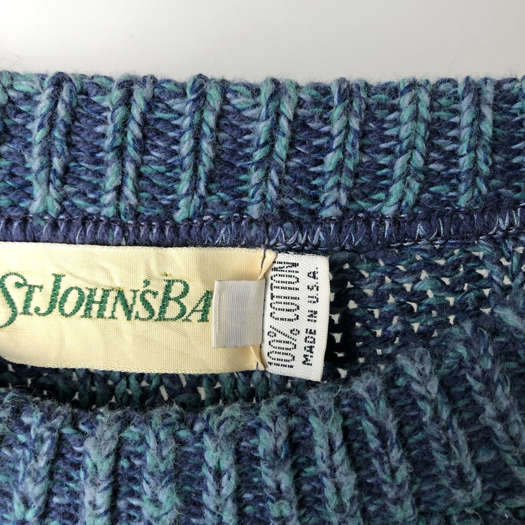 90'S St. John's Bay Vintage Cotton Knit Sweater, Made in USA, Men's XL cotton blue type Vintage Second Hand