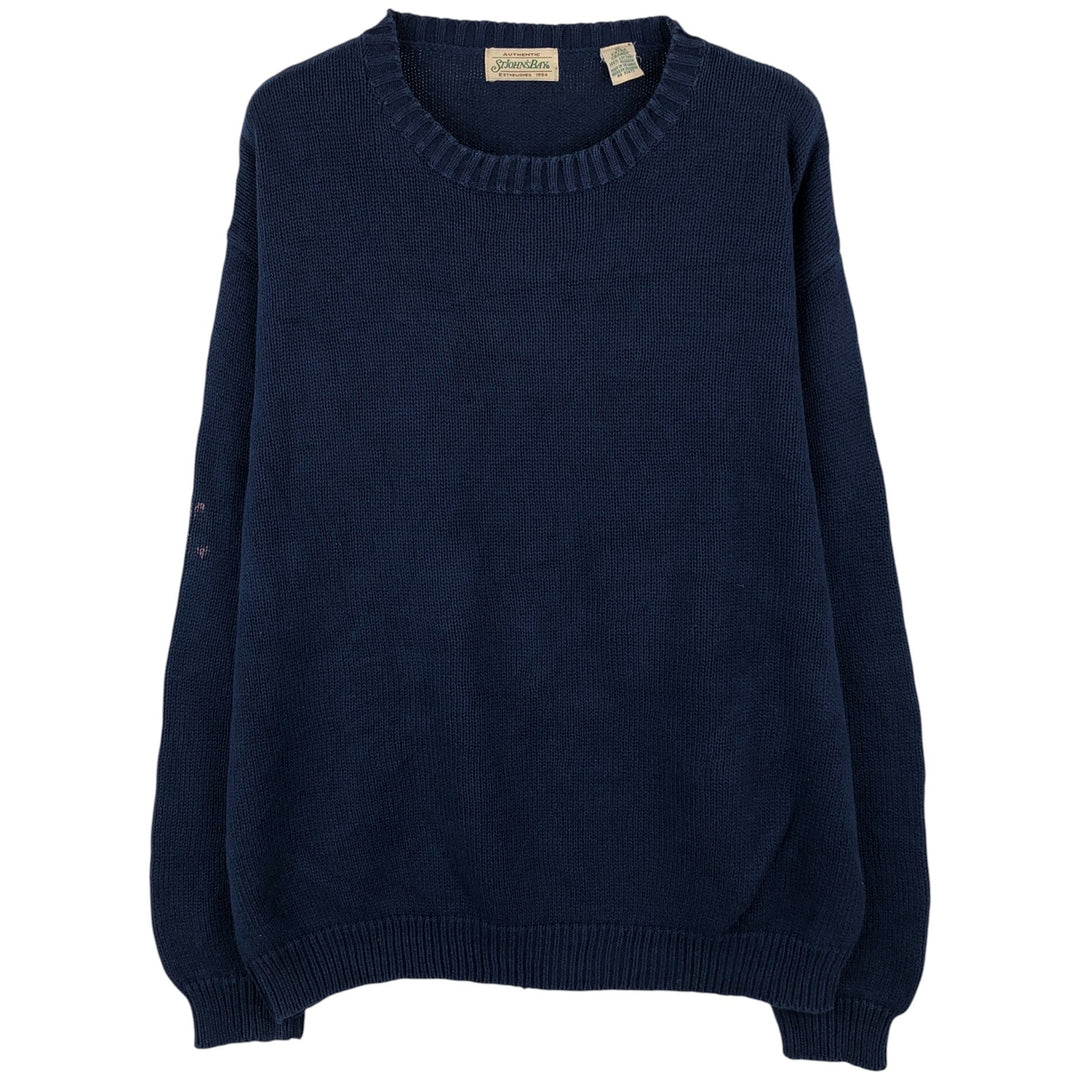 90'S St. John's Bay Authentic Cotton Knit Sweater, Men's XL, Vintage cotton navy blue type Vintage Second Hand