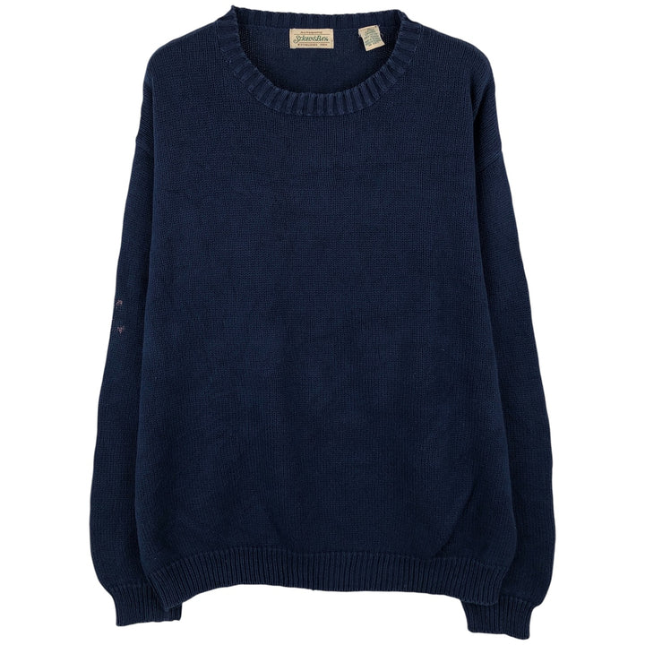 90'S St. John's Bay Authentic Cotton Knit Sweater, Men's XL, Vintage cotton navy blue type Vintage Second Hand