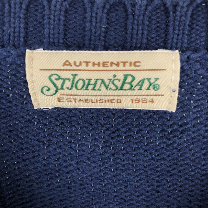 90'S St. John's Bay Authentic Cotton Knit Sweater, Men's XL, Vintage cotton navy blue type Vintage Second Hand