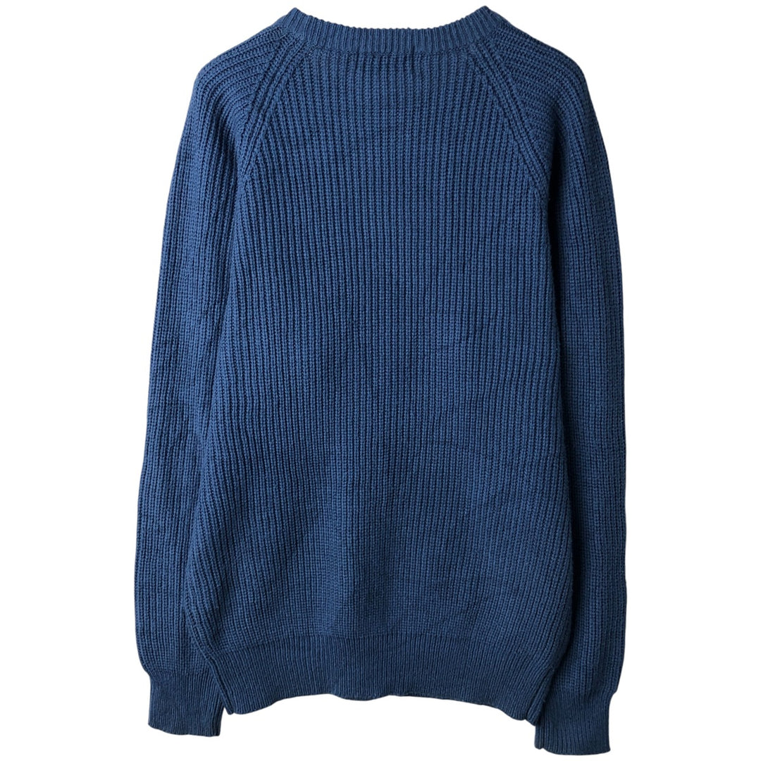 Jean Legalli Ribbed Cotton Knit Sweater, Men's Size L cotton blue type Vintage Second Hand