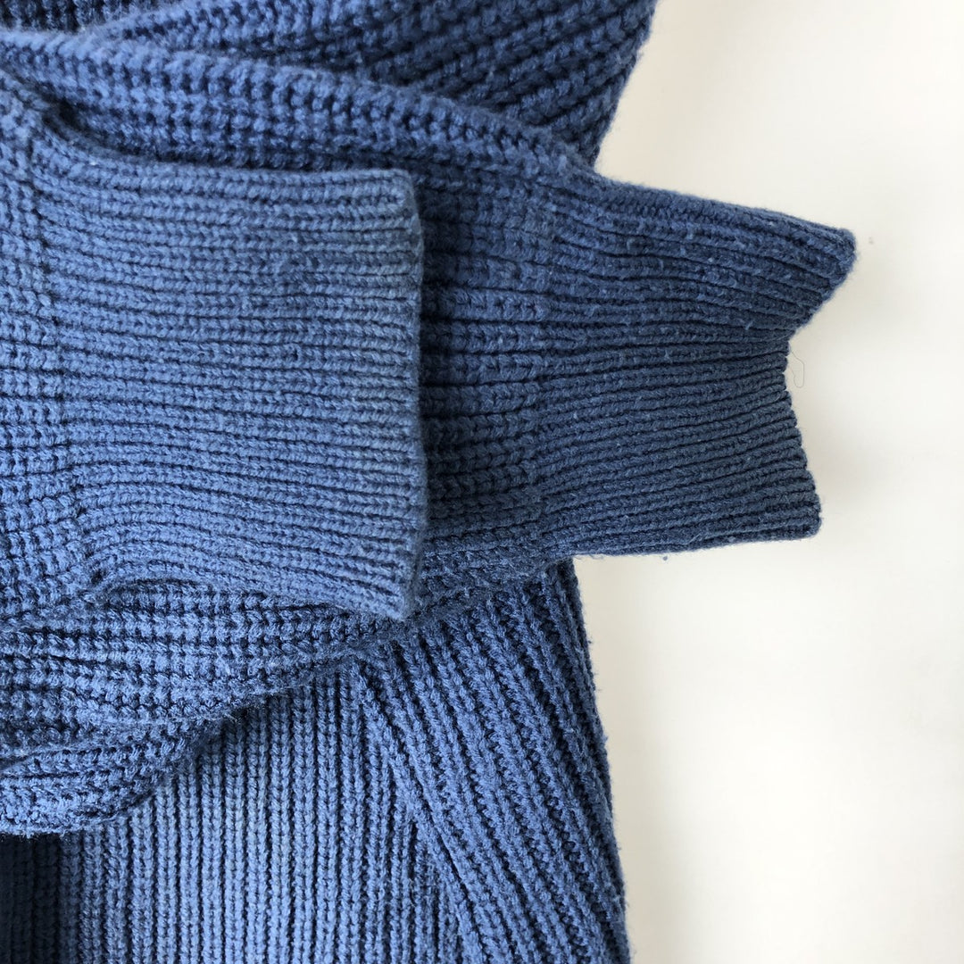 Jean Legalli Ribbed Cotton Knit Sweater, Men's Size L cotton blue type Vintage Second Hand
