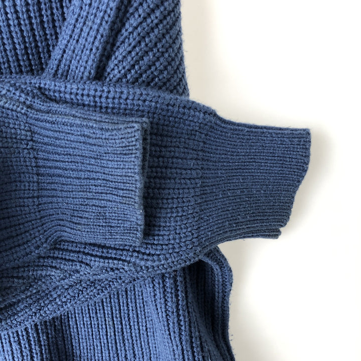 Jean Legalli Ribbed Cotton Knit Sweater, Men's Size L cotton blue type Vintage Second Hand