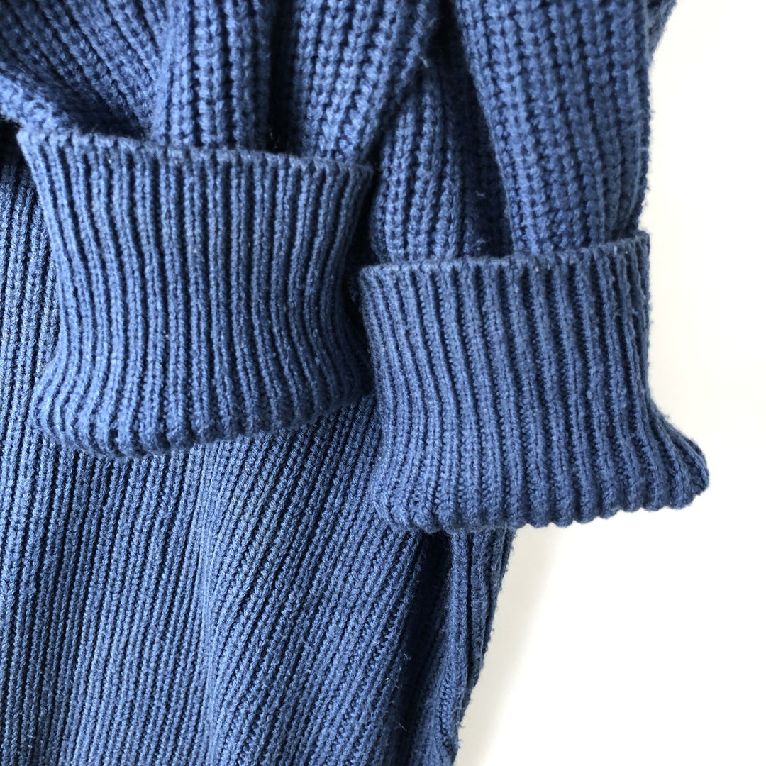 Jean Legalli Ribbed Cotton Knit Sweater, Men's Size L cotton blue type Vintage Second Hand