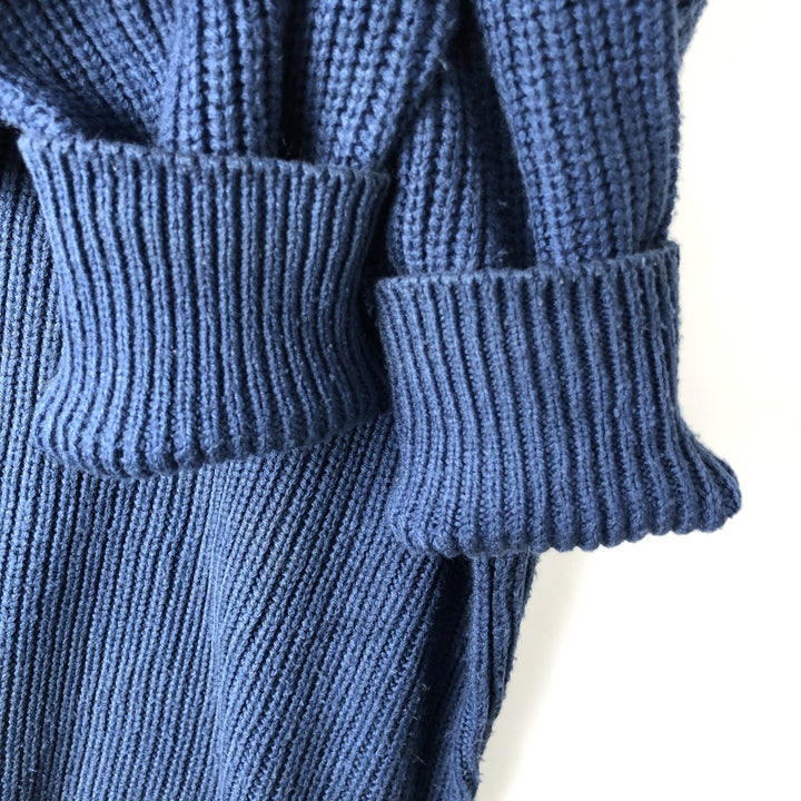 Jean Legalli Ribbed Cotton Knit Sweater, Men's Size L cotton blue type Vintage Second Hand