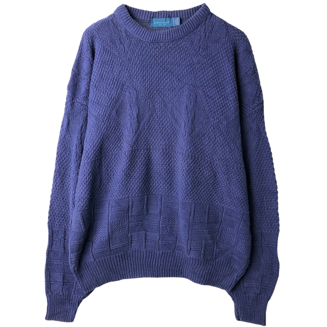 Vintage 1980'S Town Craft cotton knit sweater, made in the USA, size L, men's cotton Purple type blue-purple Vintage Second Hand