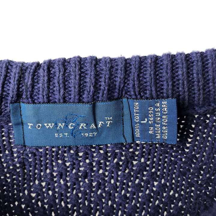 Vintage 1980'S Town Craft cotton knit sweater, made in the USA, size L, men's cotton Purple type blue-purple Vintage Second Hand