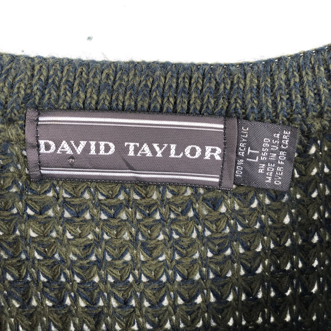 DAVID TAYLOR acrylic knit sweater, Made in USA, Men's size L acrylic green type Vintage Second Hand