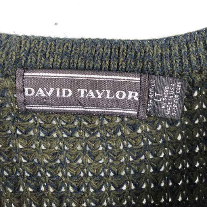 DAVID TAYLOR acrylic knit sweater, Made in USA, Men's size L acrylic green type Vintage Second Hand