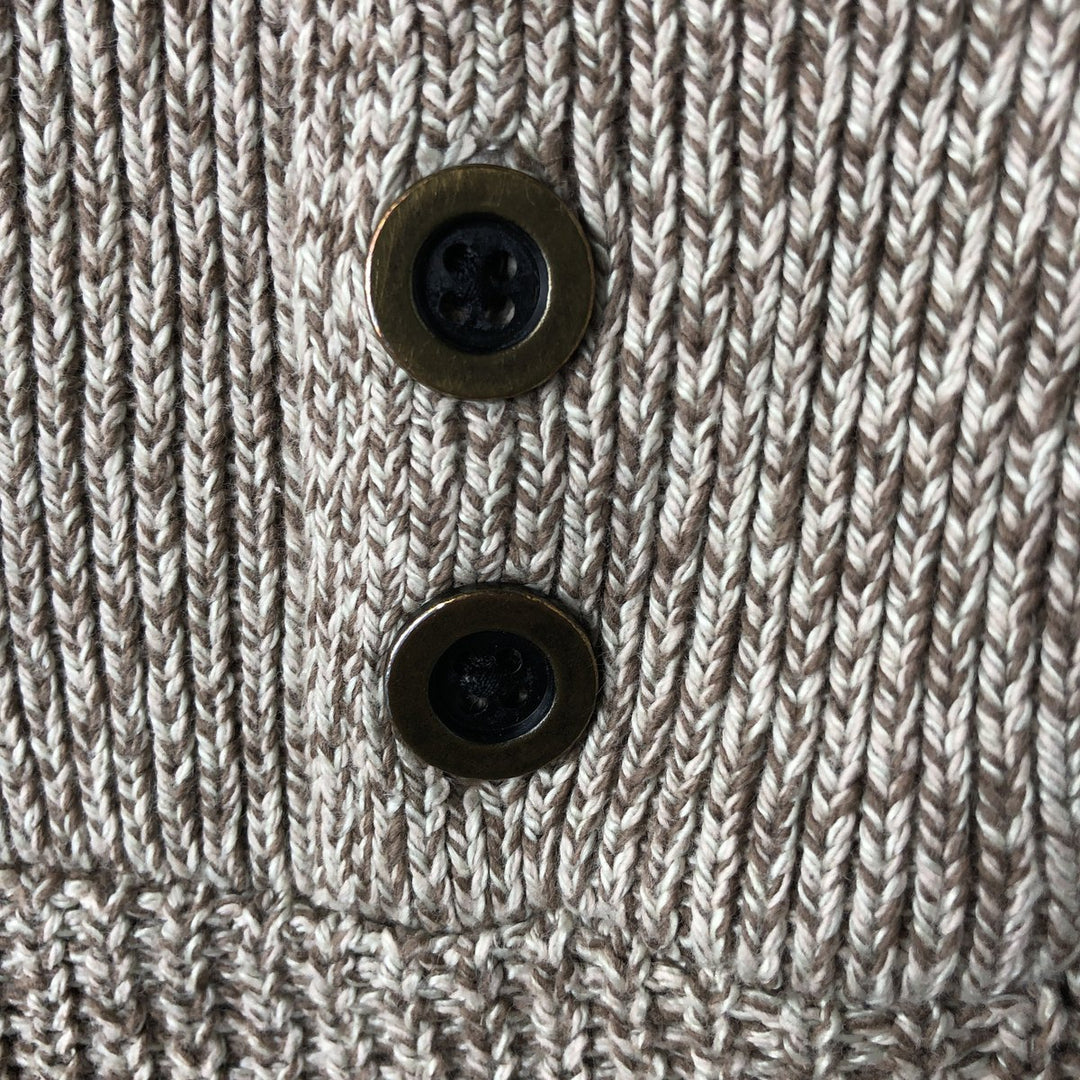 RED HEAD Cotton Knit Half Button Sweater, Men's Size L acrylic beige type brown Vintage Second Hand