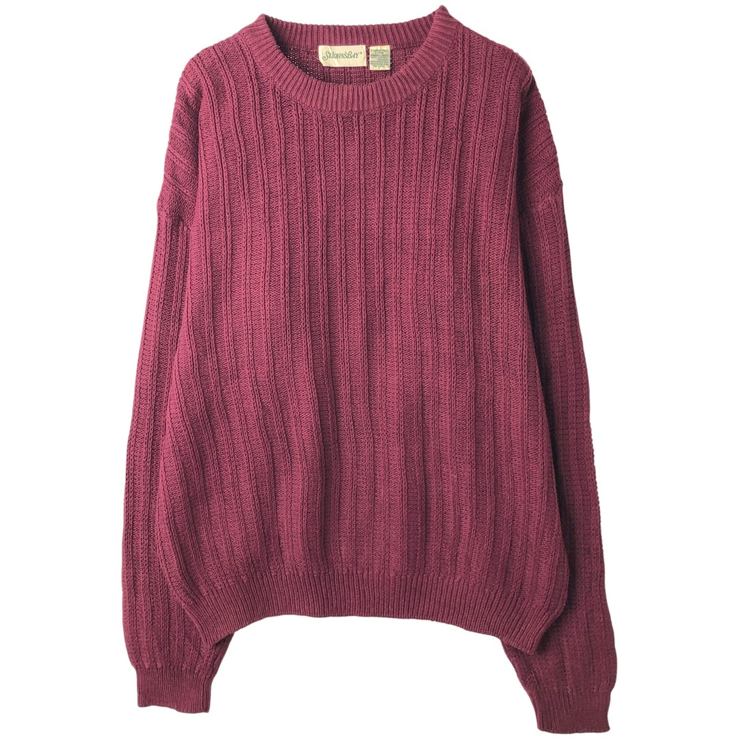90'S St. John's Bay ribbed cotton knit sweater, men's size XL, vintage cotton red type reddish brown Vintage Second Hand