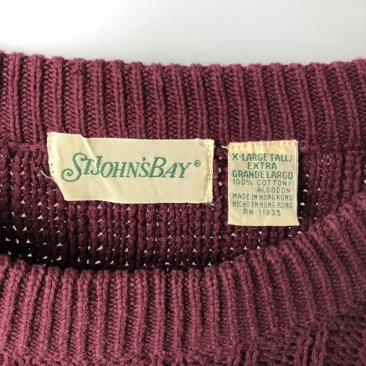 90'S St. John's Bay ribbed cotton knit sweater, men's size XL, vintage cotton red type reddish brown Vintage Second Hand