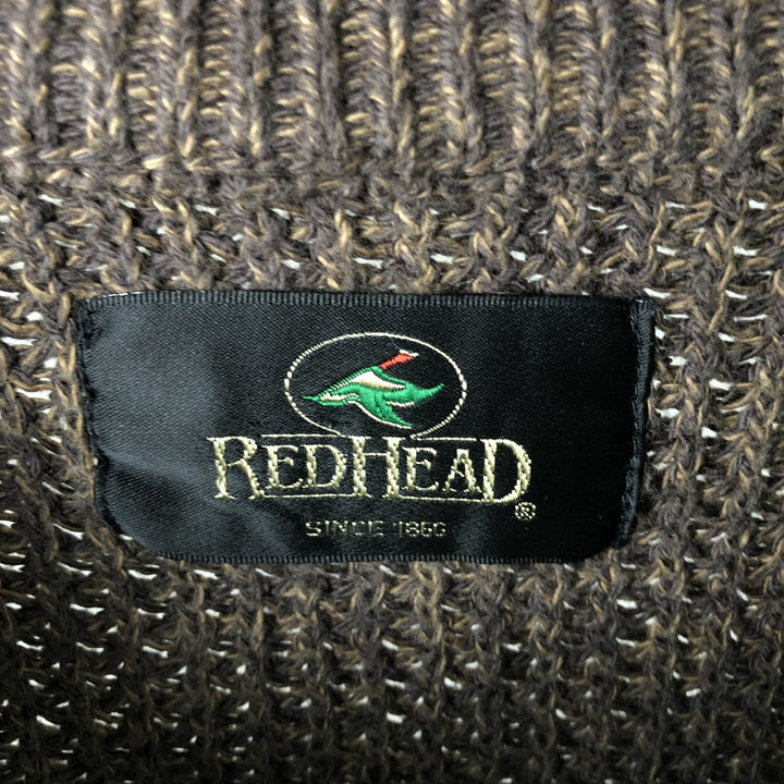 RED HEAD Henley Neck Cotton Knit Sweater, Men's Size L cotton brown type Vintage Second Hand