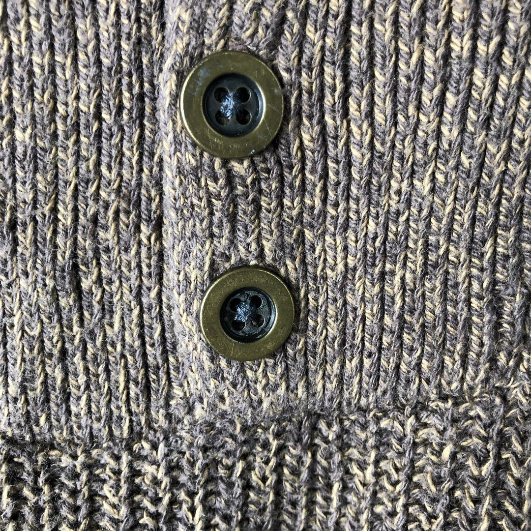 RED HEAD Henley Neck Cotton Knit Sweater, Men's Size L cotton brown type Vintage Second Hand