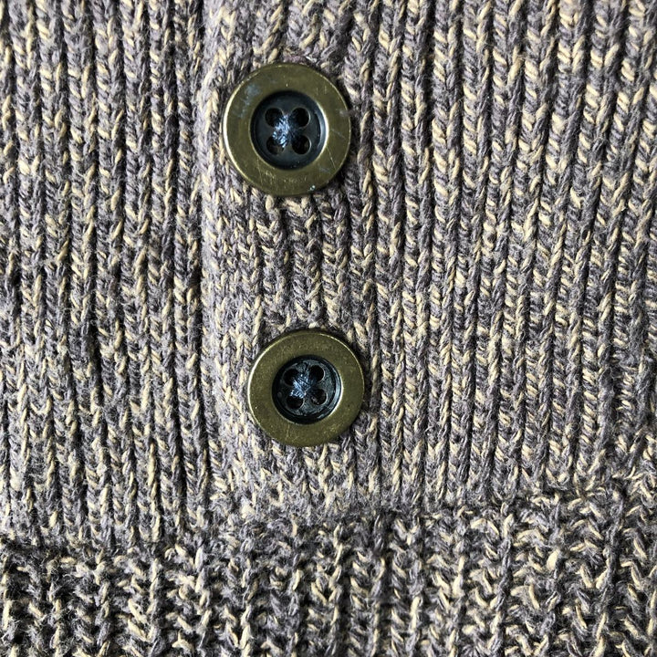 RED HEAD Henley Neck Cotton Knit Sweater, Men's Size L cotton brown type Vintage Second Hand
