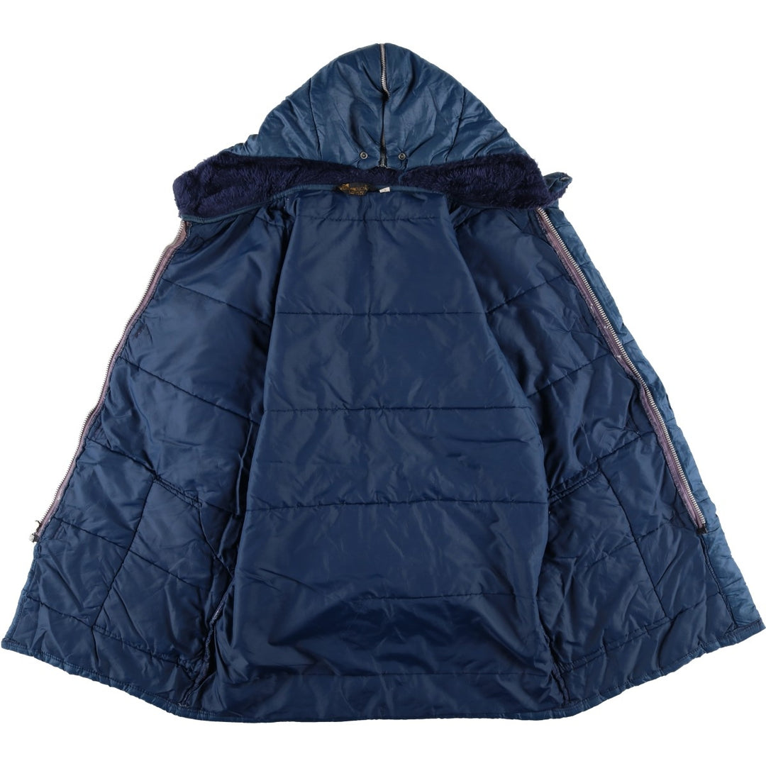 Vintage 1970'S Weathercaster ripstop hooded padded coat, made in the USA, men's size L unclear navy blue type Vintage Second Hand