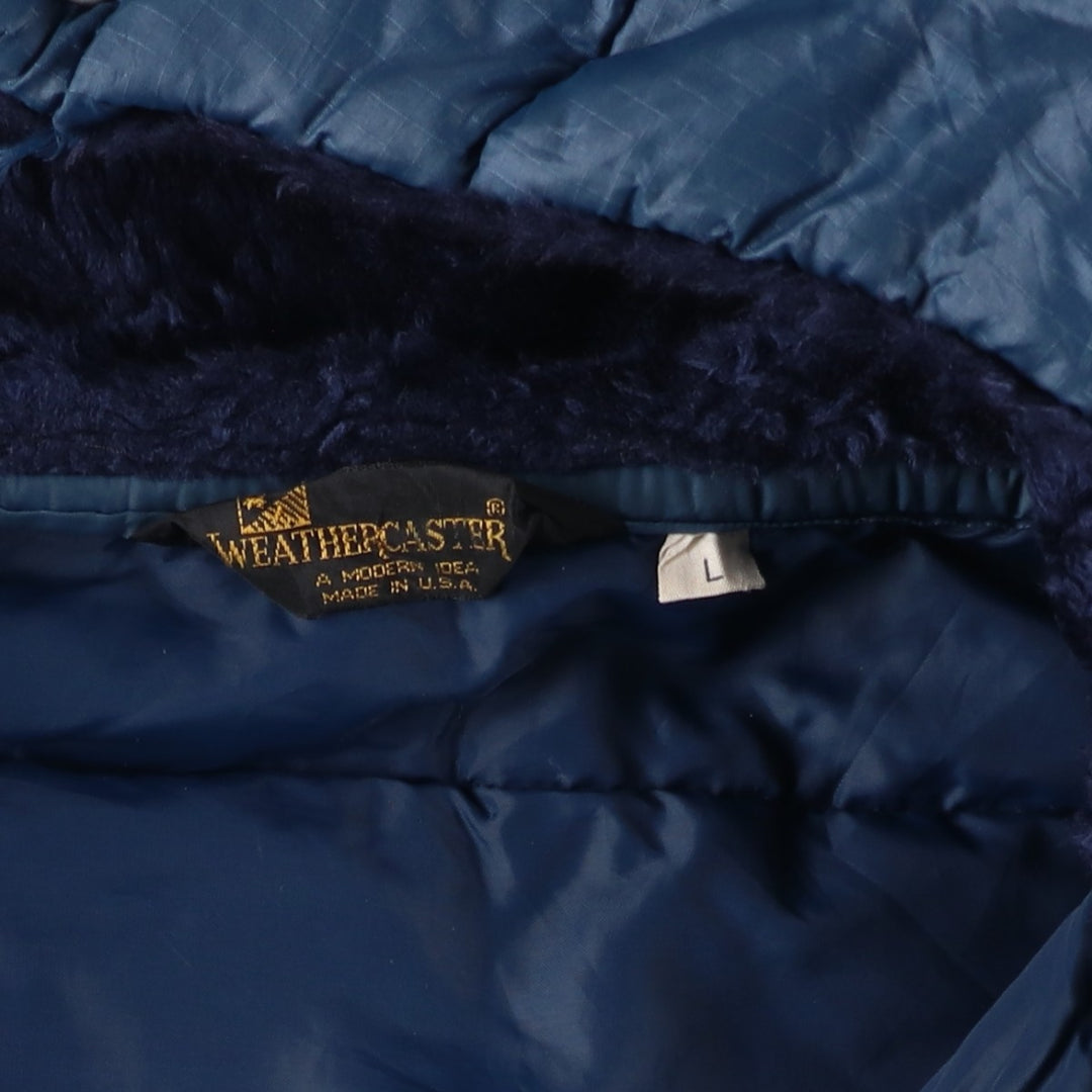 Vintage 1970'S Weathercaster ripstop hooded padded coat, made in the USA, men's size L unclear navy blue type Vintage Second Hand