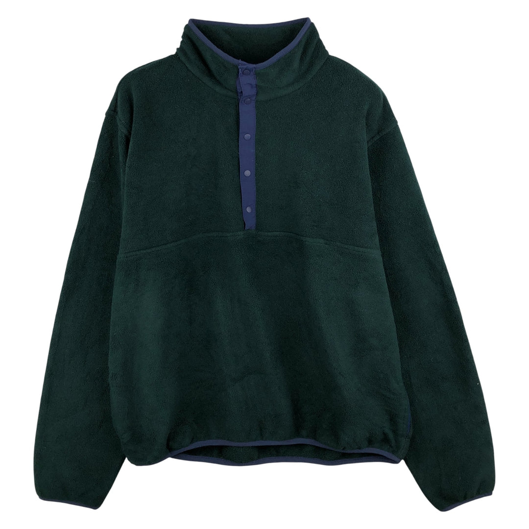 90s-00'S LLBean Half-Snap Fleece Pullover, Men's Size L polyester Green type dark green Vintage Second Hand