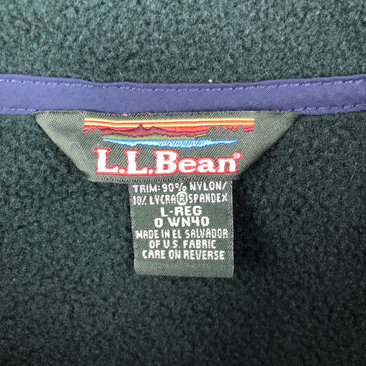 90s-00'S LLBean Half-Snap Fleece Pullover, Men's Size L polyester Green type dark green Vintage Second Hand