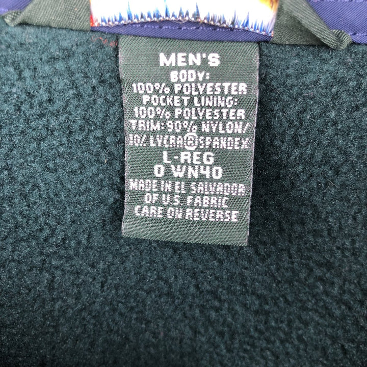 90s-00'S LLBean Half-Snap Fleece Pullover, Men's Size L polyester Green type dark green Vintage Second Hand