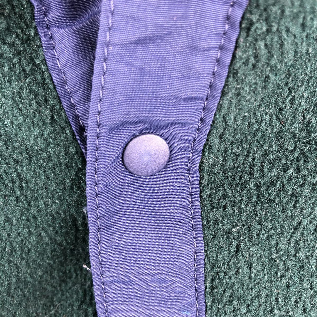 90s-00'S LLBean Half-Snap Fleece Pullover, Men's Size L polyester Green type dark green Vintage Second Hand