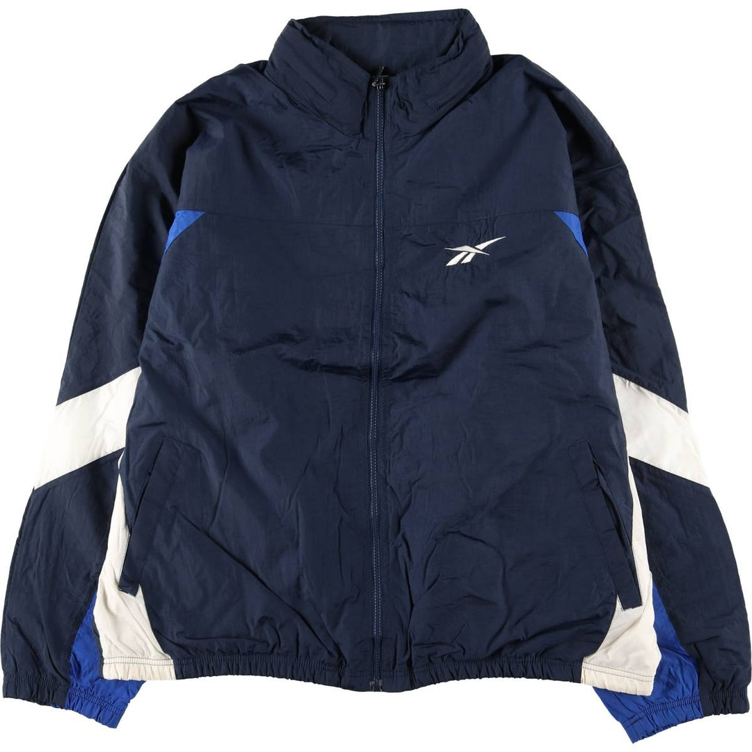Reebok Back Logo Nylon Jacket, Men's XXL Nylon navy blue type Vintage Second Hand