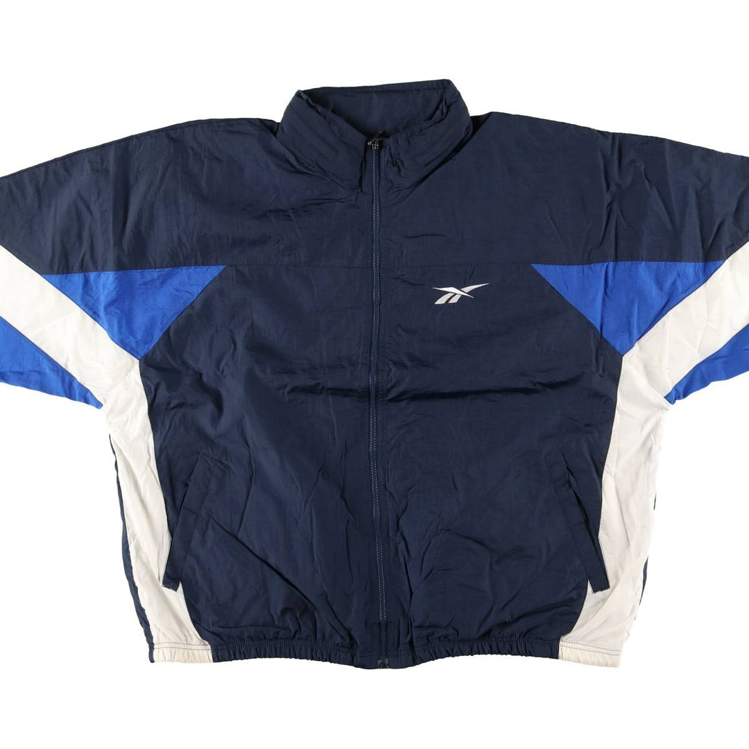 Reebok Back Logo Nylon Jacket, Men's XXL Nylon navy blue type Vintage Second Hand