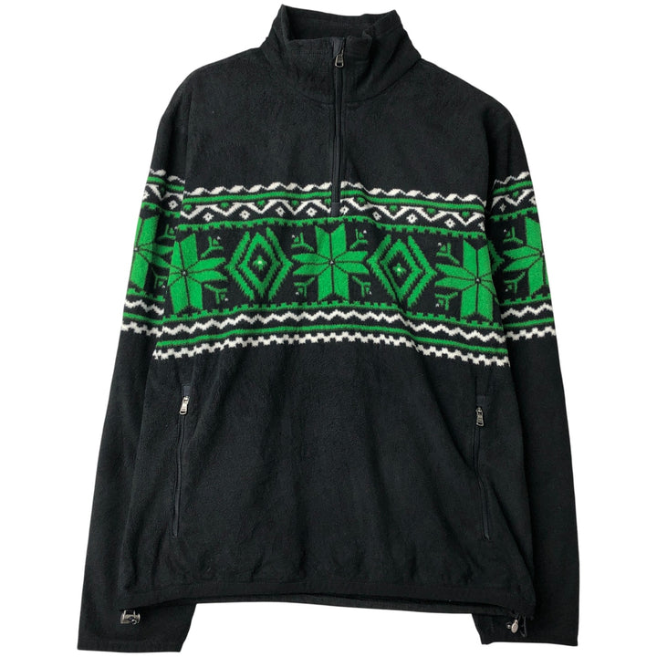 Ralph Lauren POLO RALPH LAUREN All-Over Snow Pattern Half-Zip Fleece Pullover, Men's Size Medium polyester black type Vintage Second Hand