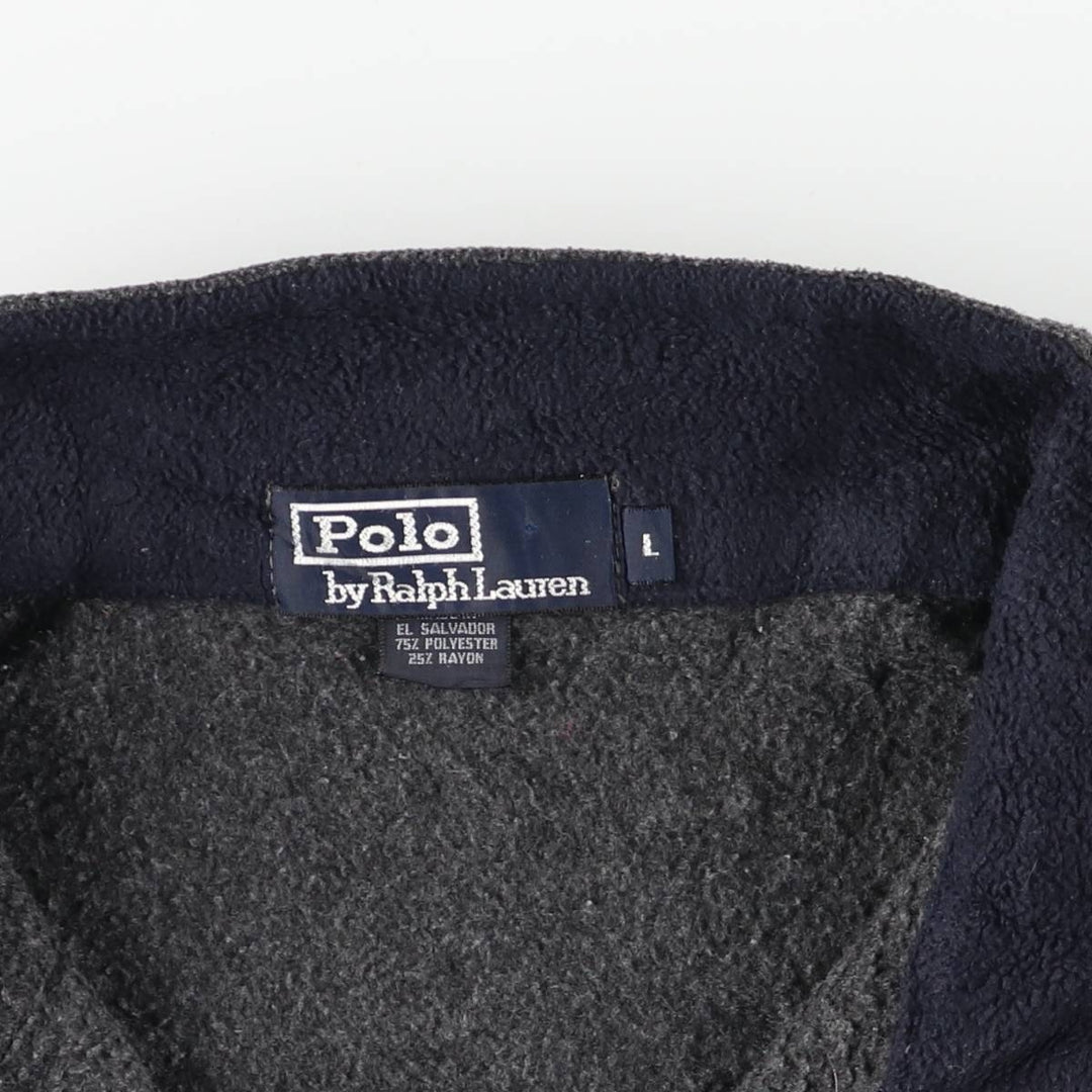Ralph Lauren POLO by Ralph Lauren Half-Zip Fleece Pullover, Men's Size L polyester gray type Vintage Second Hand