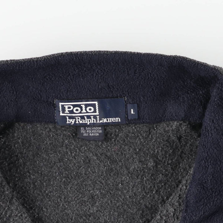 Ralph Lauren POLO by Ralph Lauren Half-Zip Fleece Pullover, Men's Size L polyester gray type Vintage Second Hand