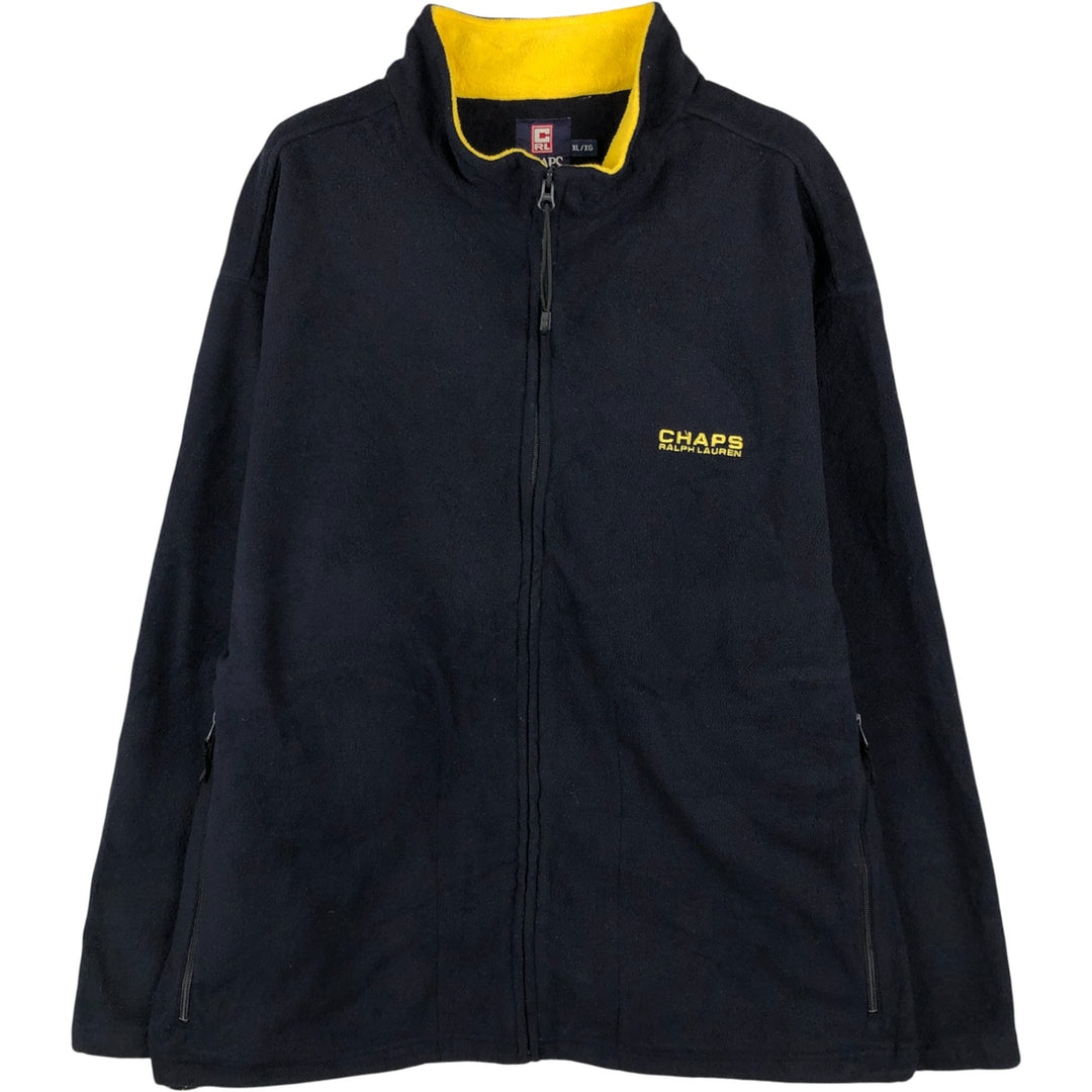 Ralph Lauren CHAPS fleece jacket, men's size XL polyester navy blue type Vintage Second Hand