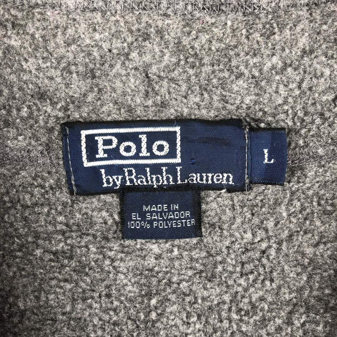 Ralph Lauren Polo by Ralph Lauren Half-Zip Fleece Pullover, Men's Size L polyester gray type Vintage Second Hand