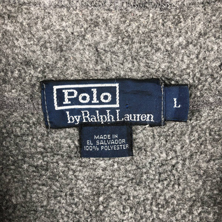 Ralph Lauren Polo by Ralph Lauren Half-Zip Fleece Pullover, Men's Size L polyester gray type Vintage Second Hand