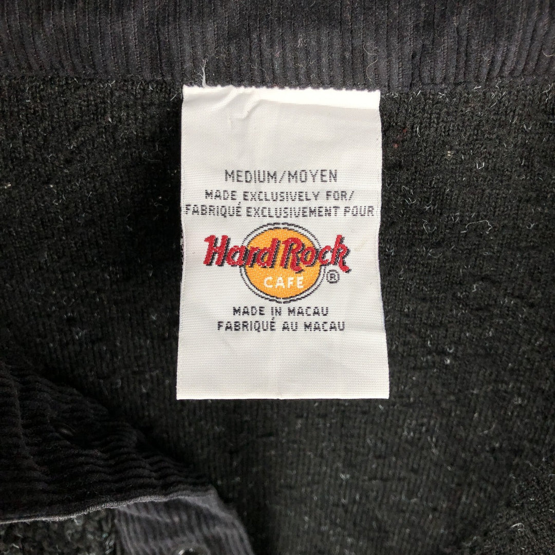 Hard Rock Cafe Half Snap Fleece Pullover, Men's Size M polyester black type Vintage Second Hand